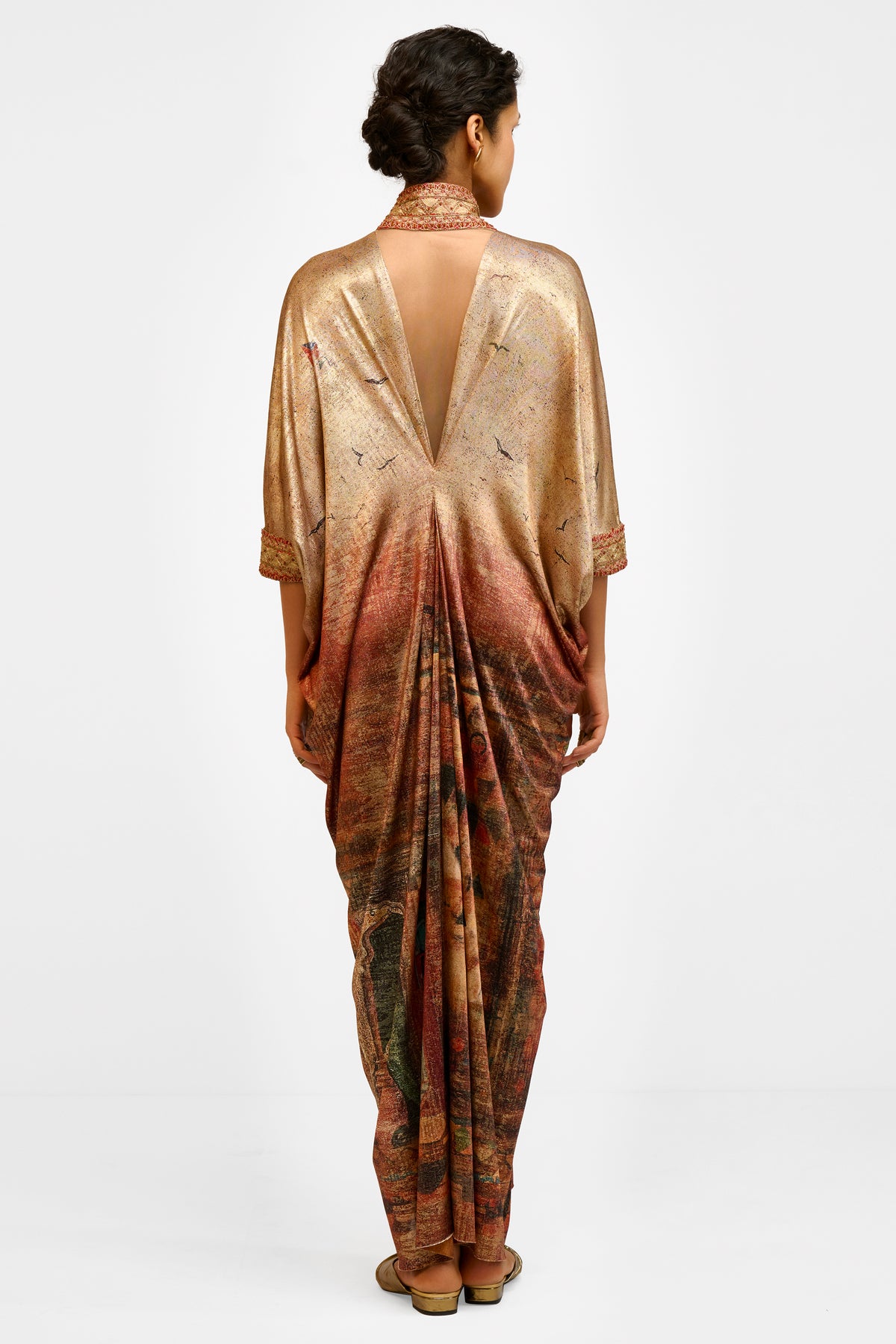 Embroidered Foil Kaftan