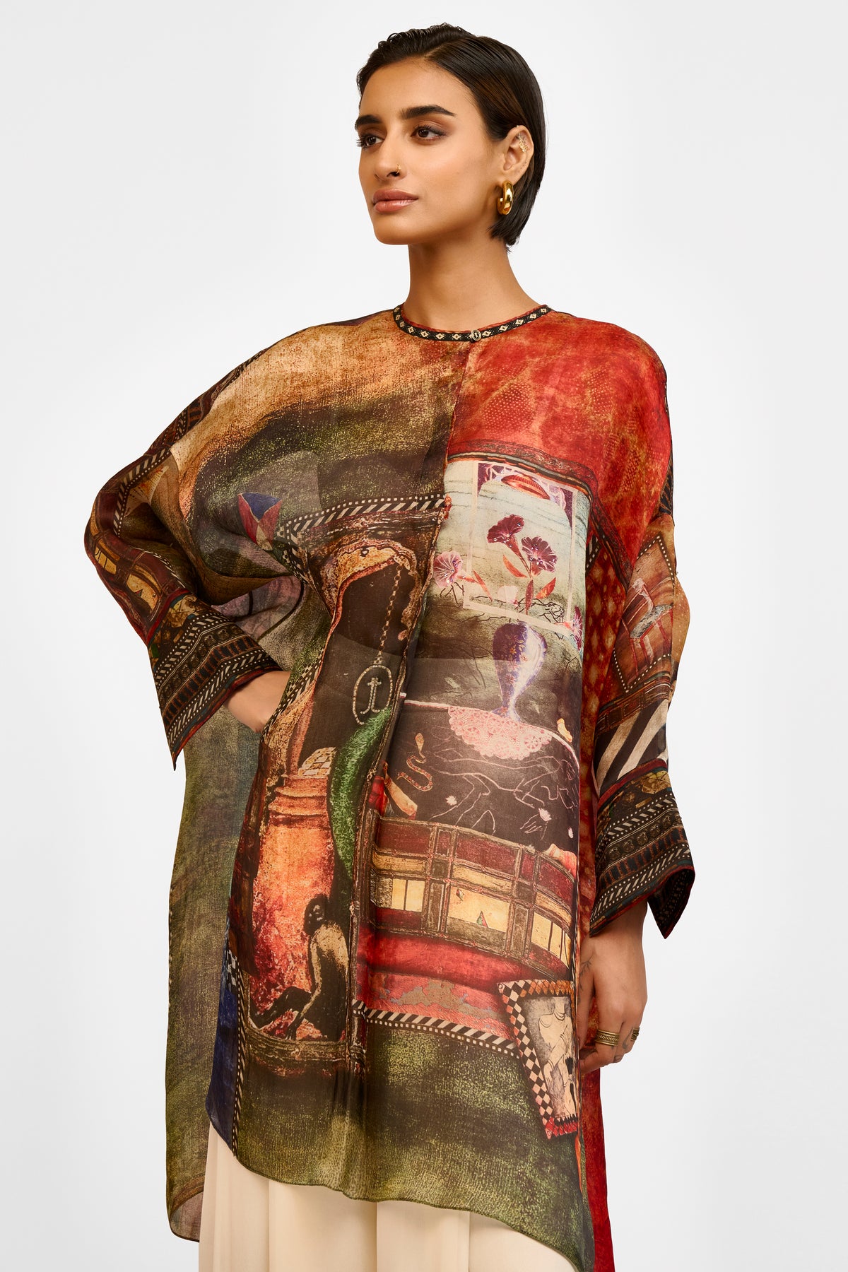 Embellished Organza Tunic
