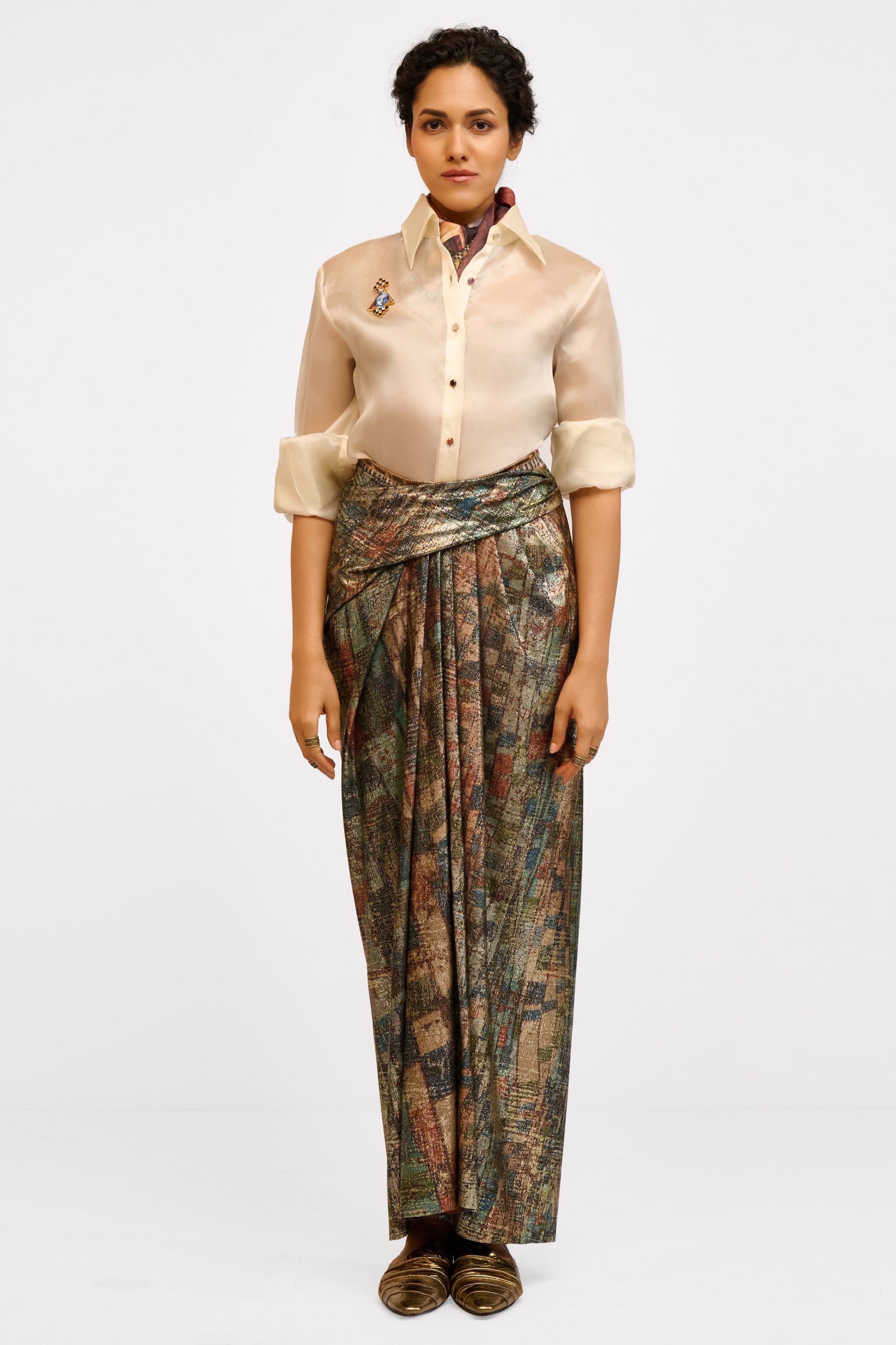 Draped Foil Skirt