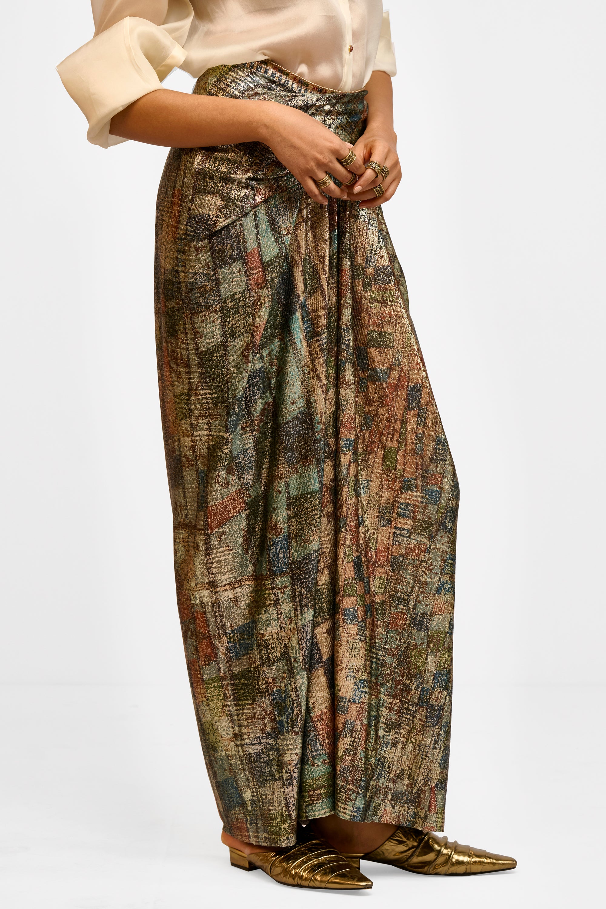 Draped Foil Skirt