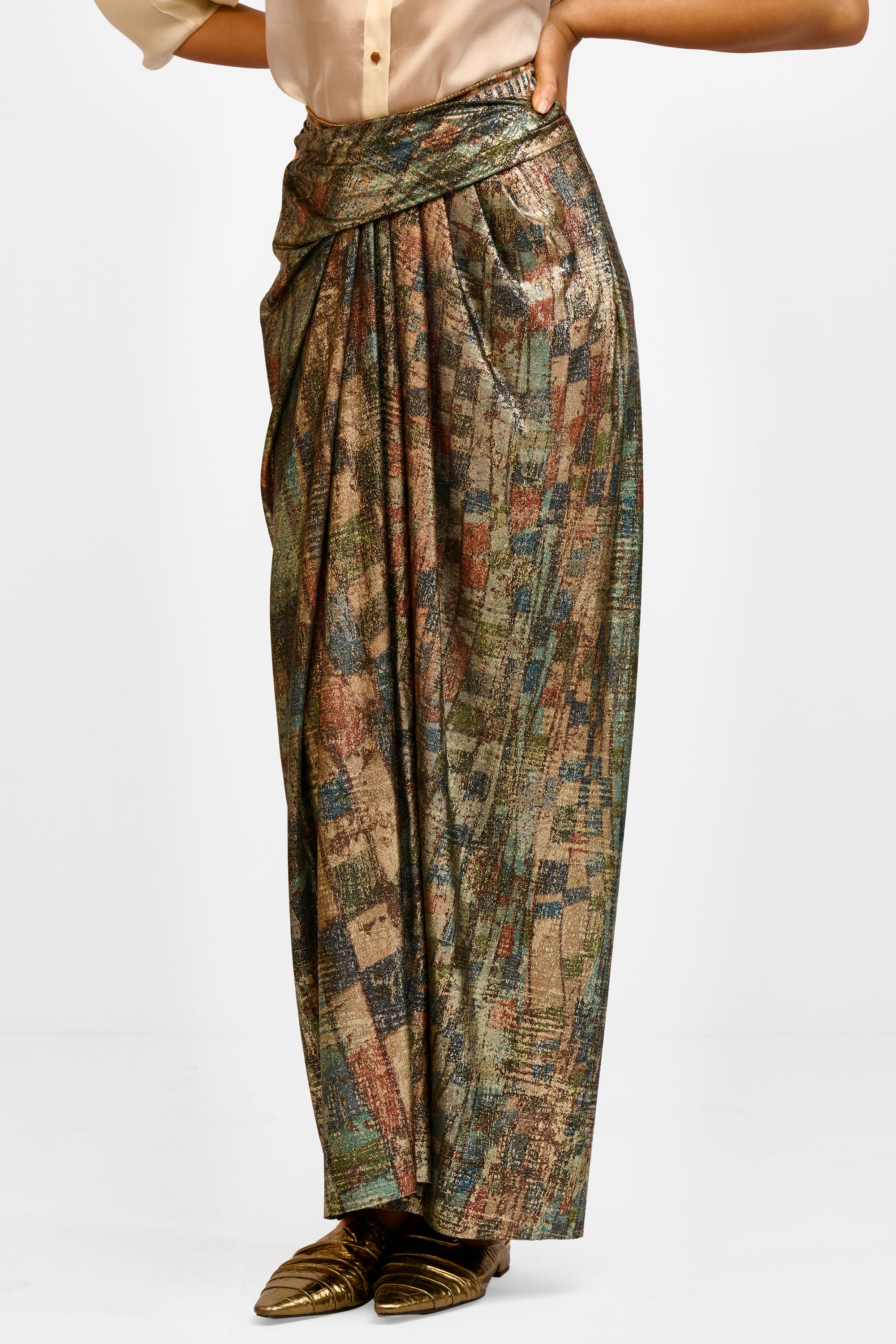 Draped Foil Skirt
