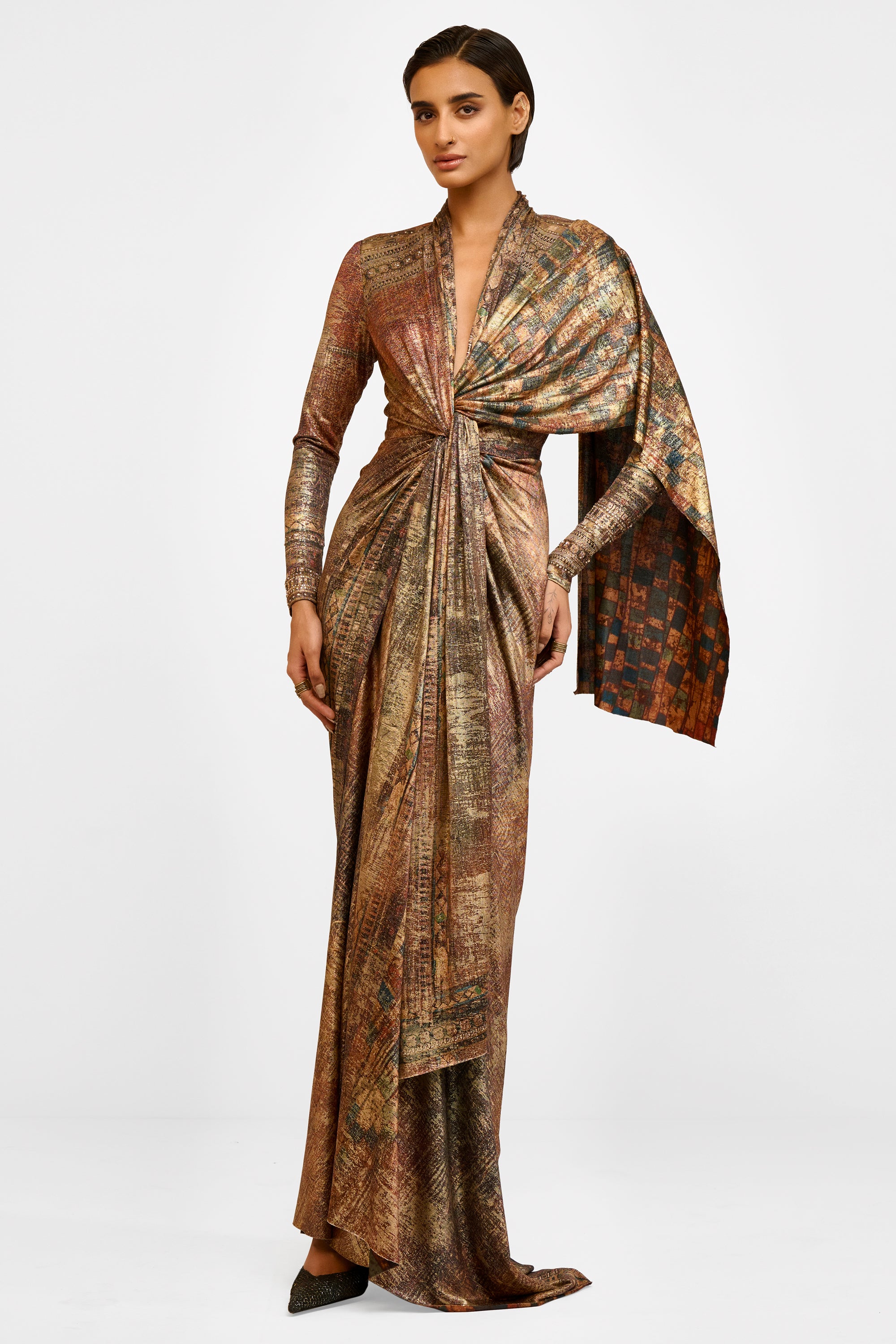 Draped Foil Dress