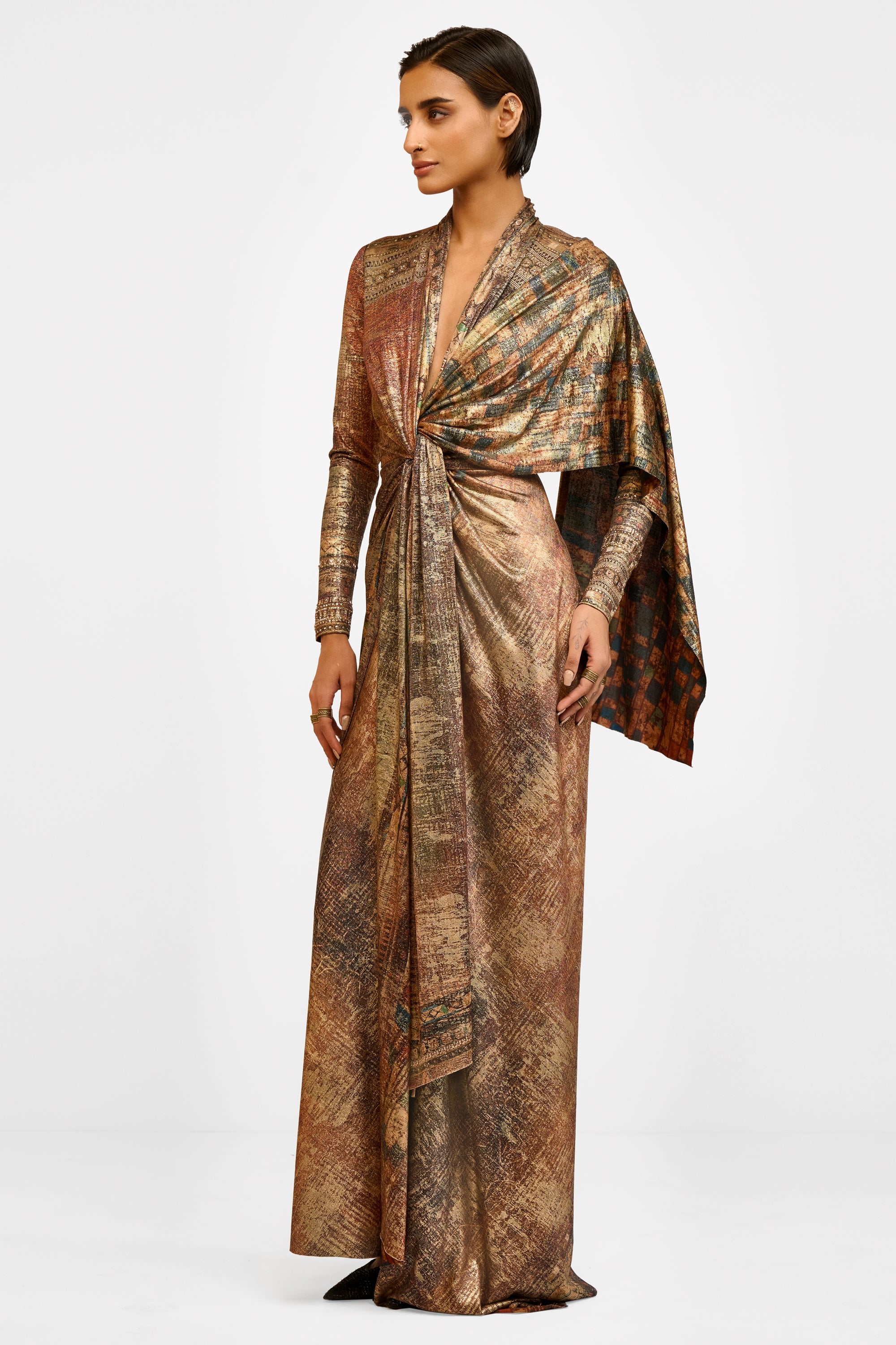 Draped Foil Dress