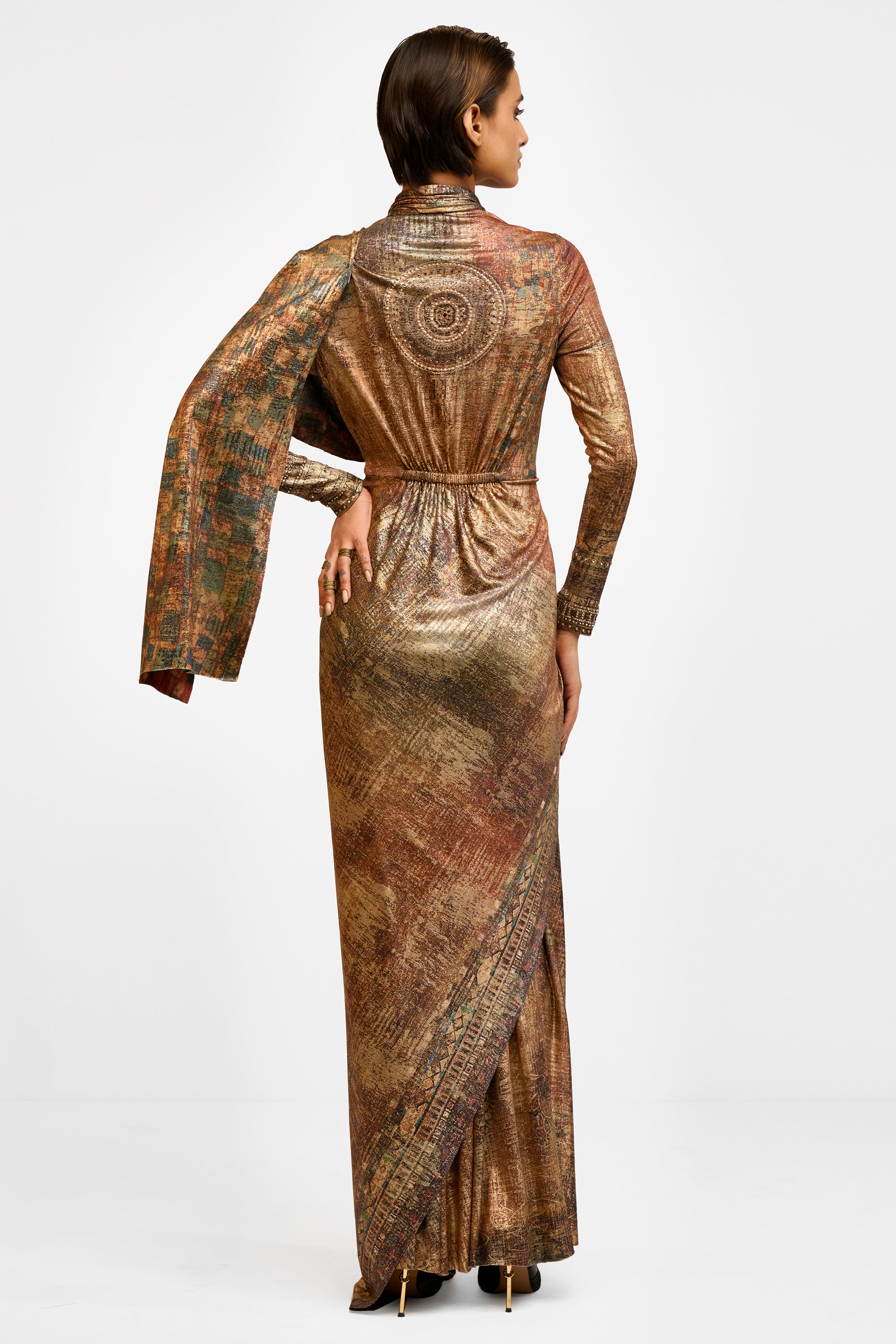 Draped Foil Dress