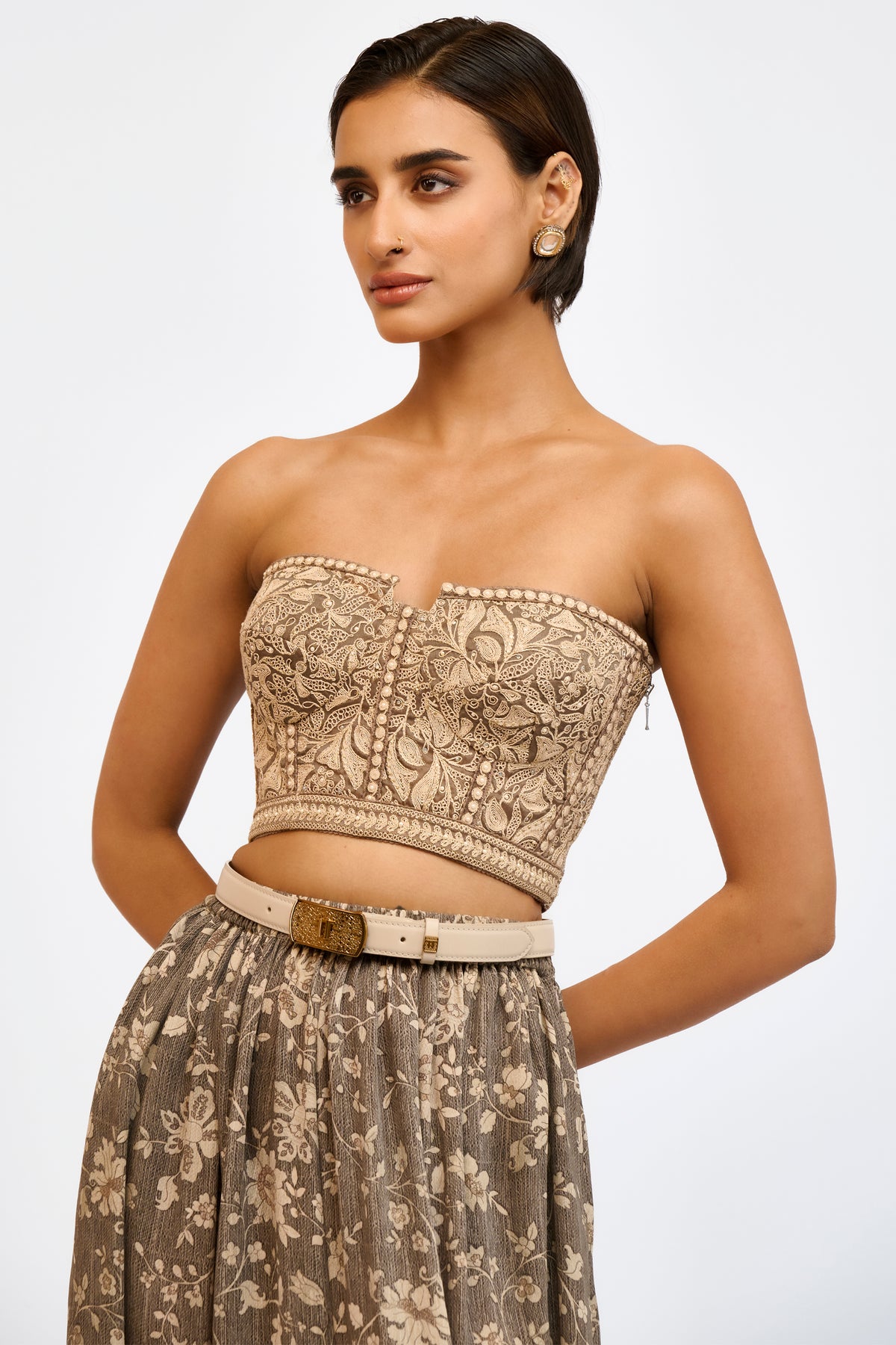 Embroidered Organza Corset