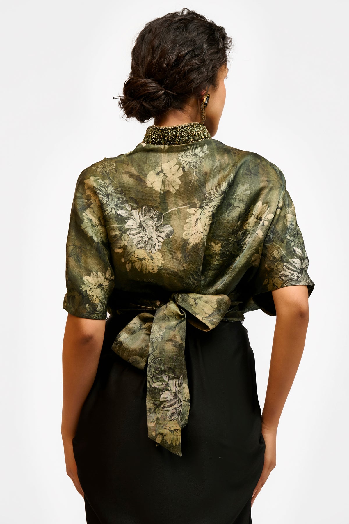 Linen Satin Wrap Top