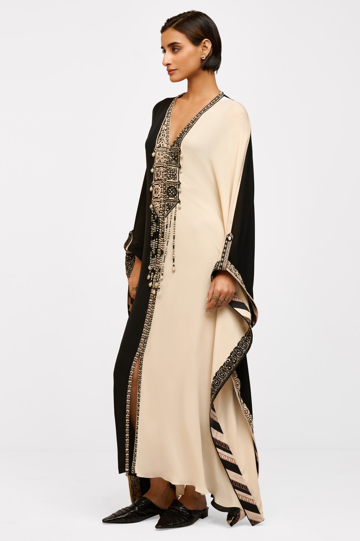 Monochrome Fringe Kaftan