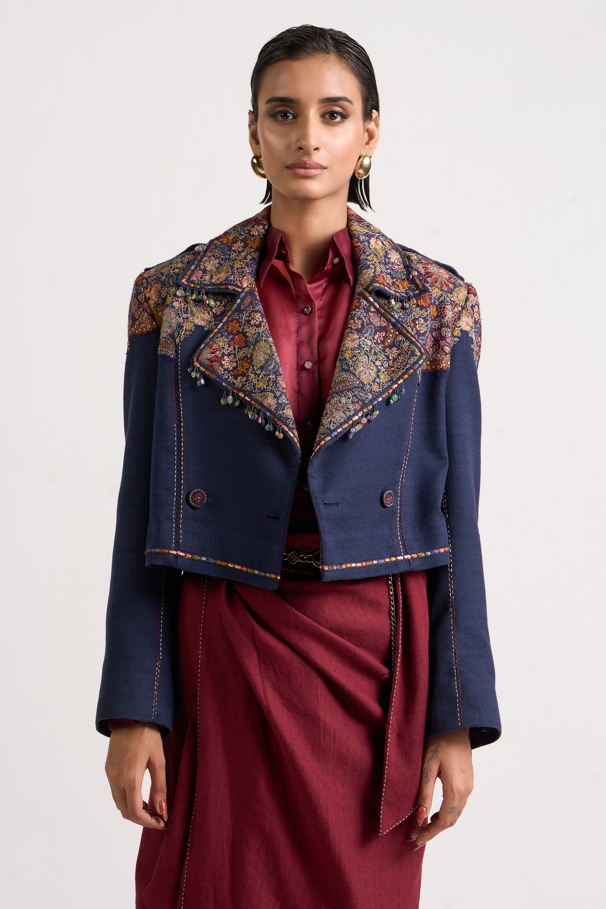 Double-Breasted Crop Jacket