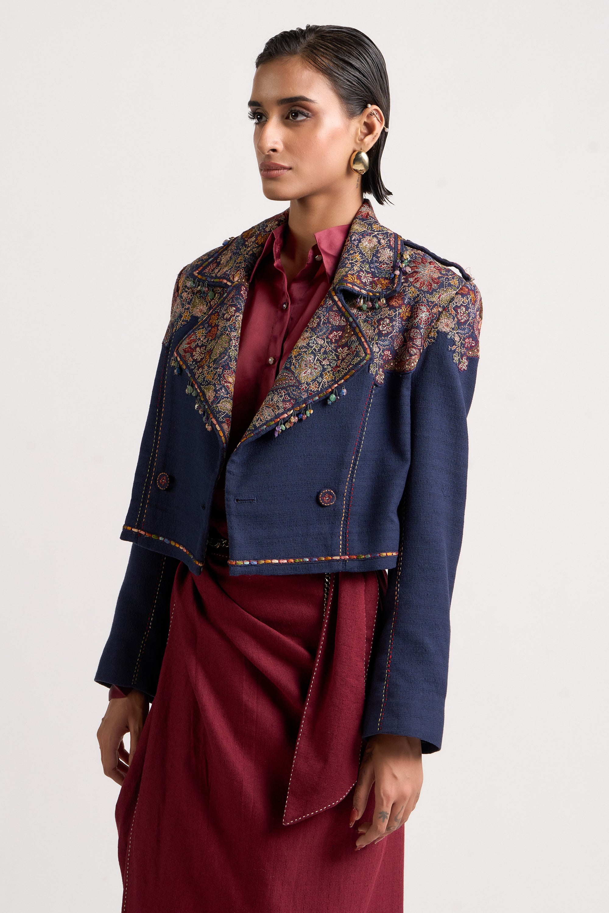 Double-Breasted Crop Jacket