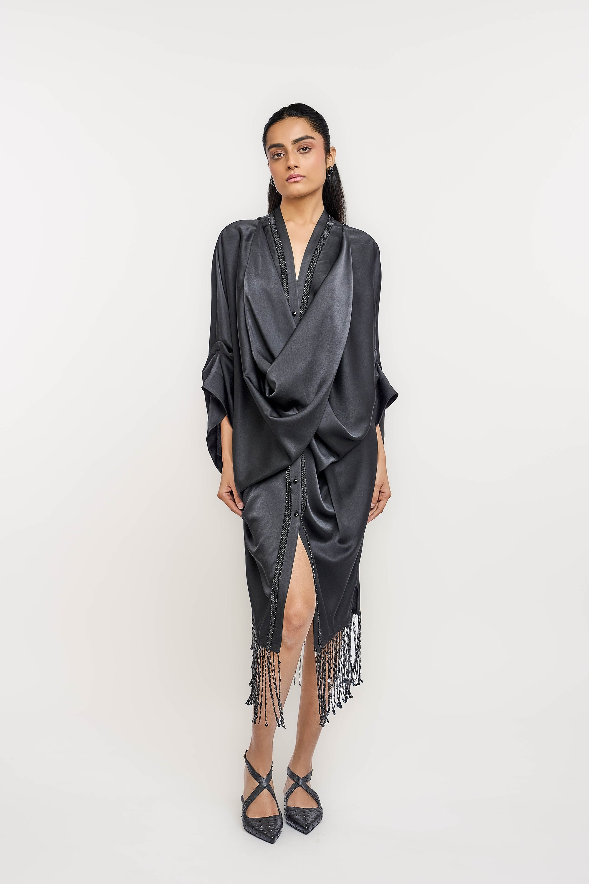 Fringe Drape Dress