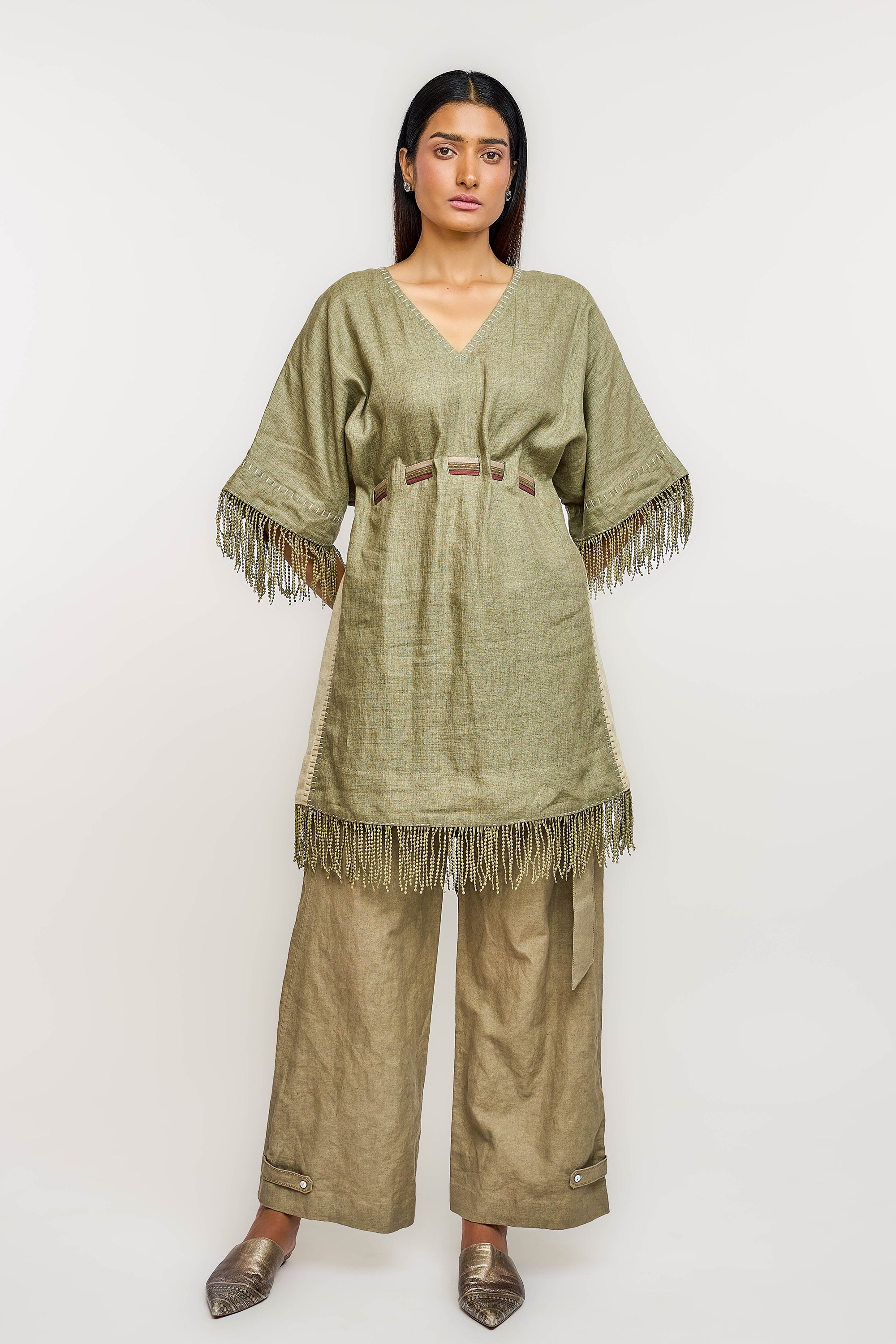 Fringe Drawstring Top