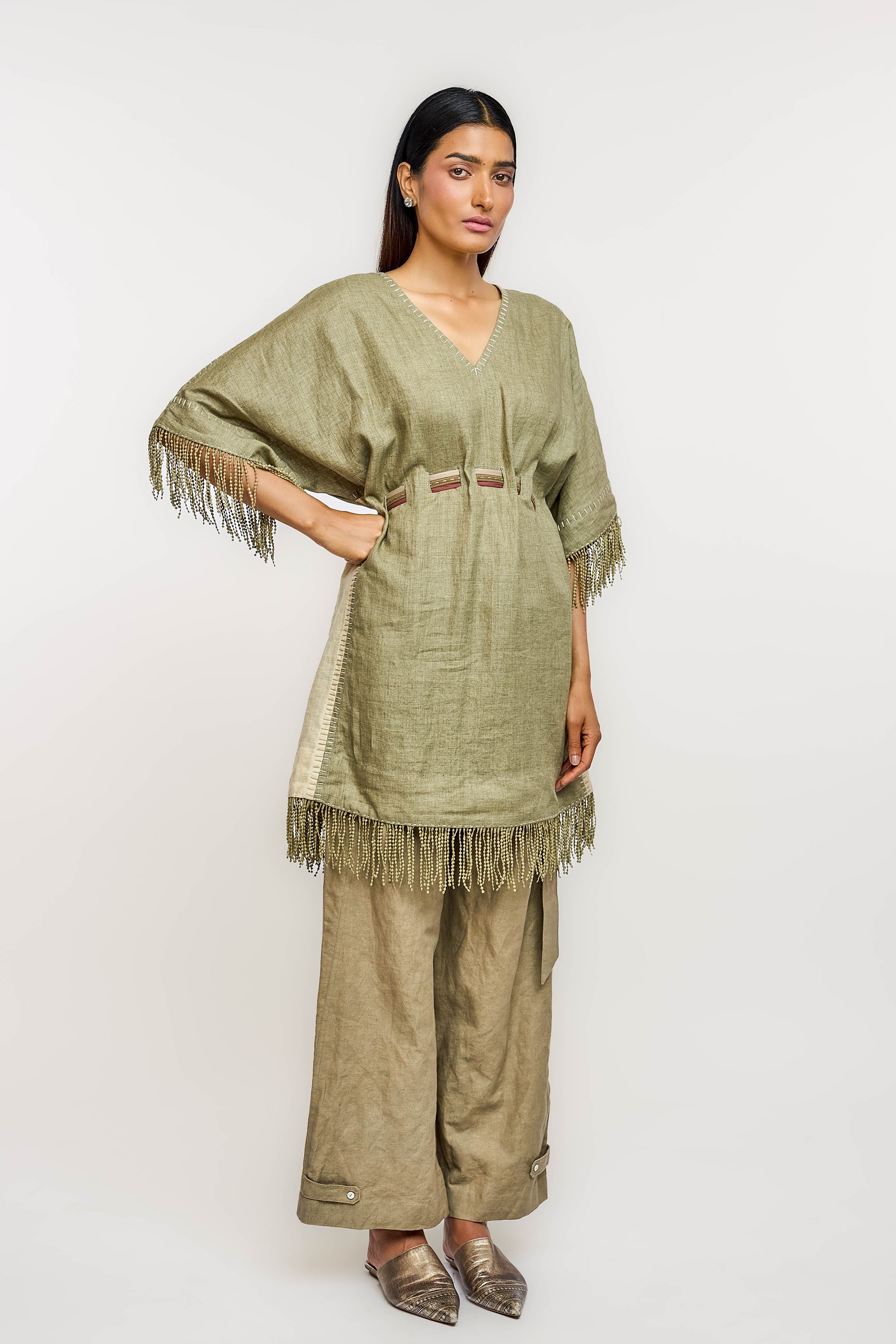 Fringe Drawstring Top