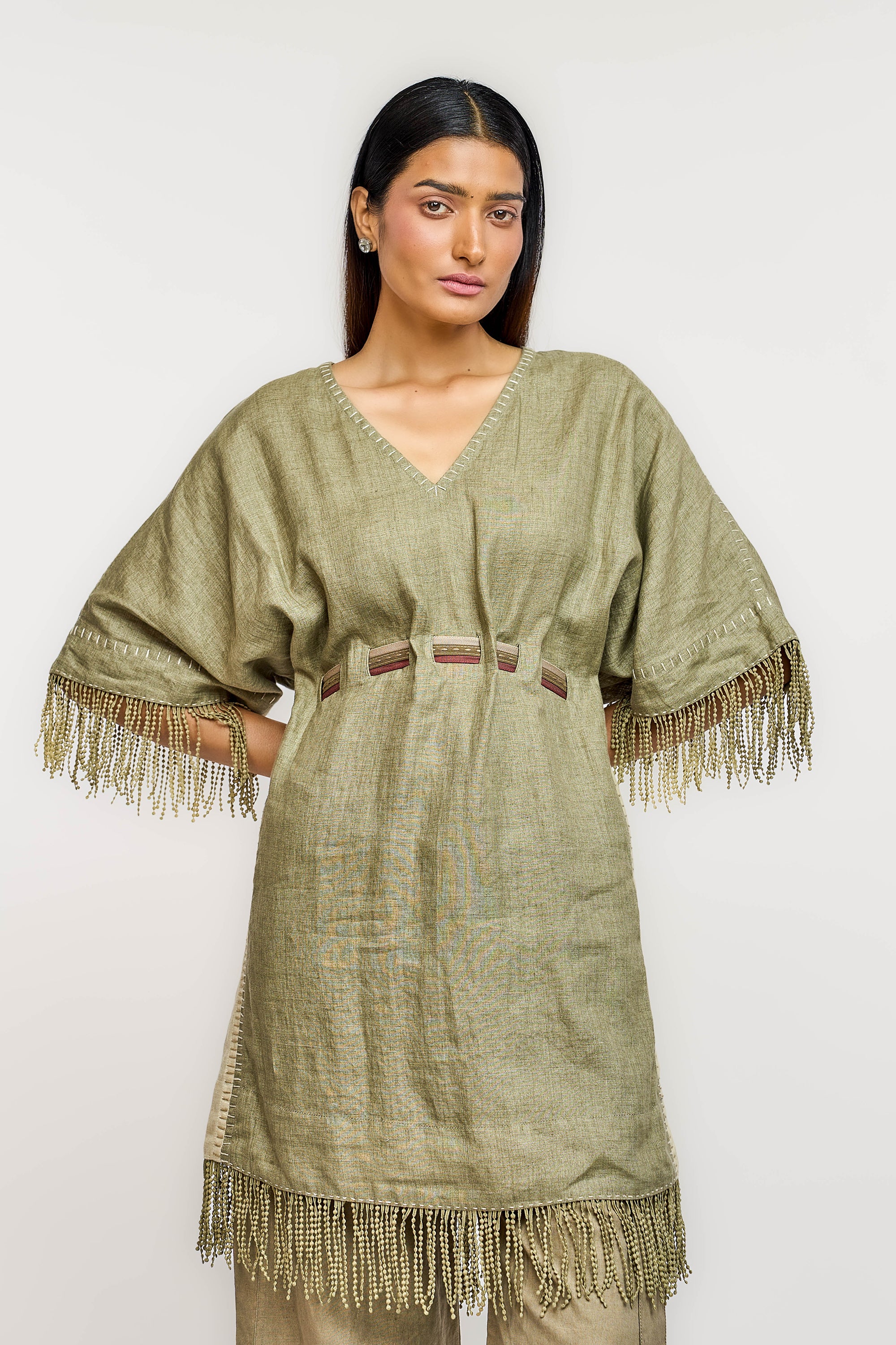 Fringe Drawstring Top